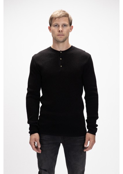 Moreno Siyah Bisiklet Yaka Erkek Triko Kazak