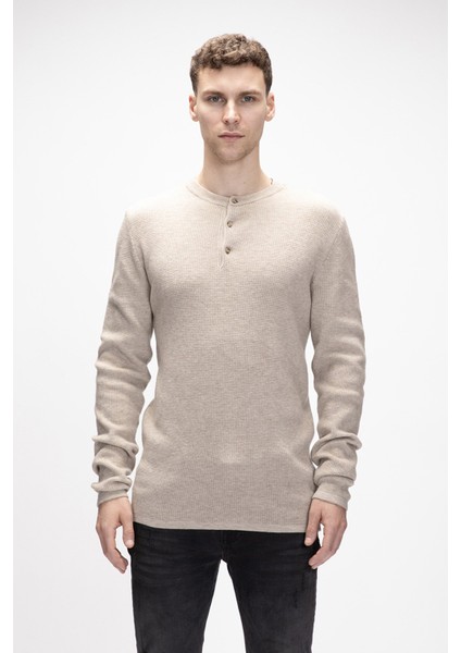 Moreno Bej Bisiklet Yaka Erkek Triko Kazak