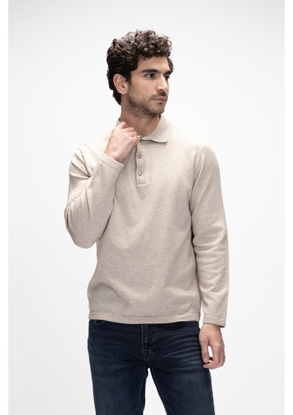 Kuger Bej Polo Yaka Erkek Triko Kazak fırsatları