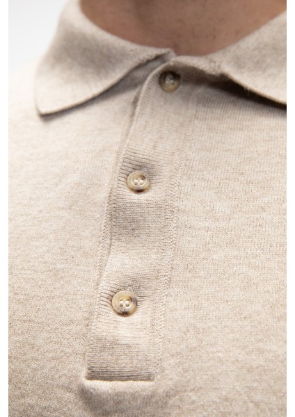 Kuger Bej Polo Yaka Erkek Triko Kazak indirimleri