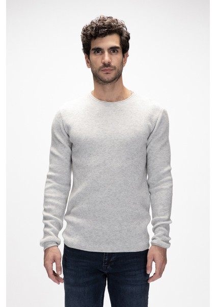 Tender Gri Melanj Bisiklet Yaka Erkek Triko Kazak