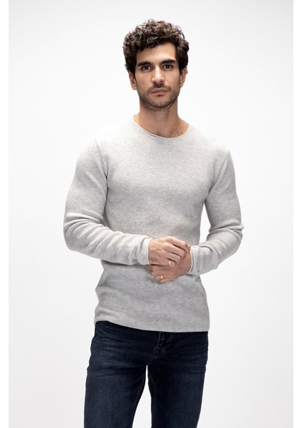 Tender Gri Melanj Bisiklet Yaka Erkek Triko Kazak fırsatları