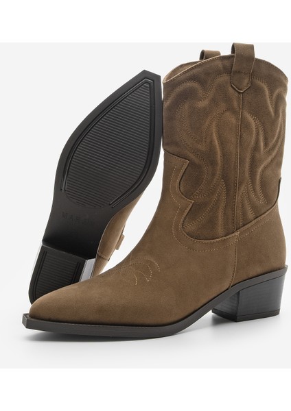 Kadın Sivri Burun Nakışlı Western Bot Nilva