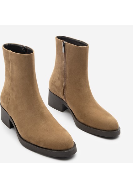 Kadın Fermuarlı Topuklu Günlük Bot Huna Taba Süet indirimleri