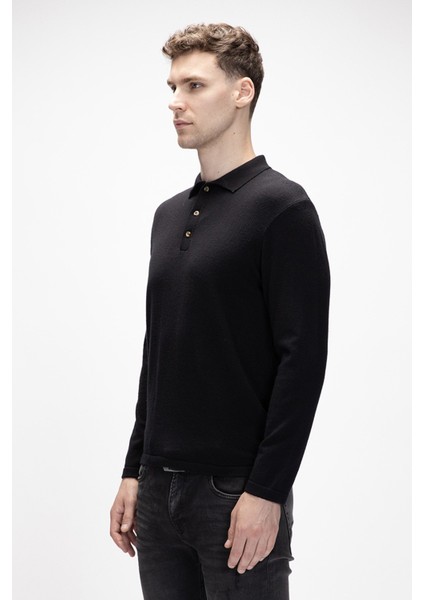 Kuger Siyah Polo Yaka Erkek Triko Kazak fiyatları