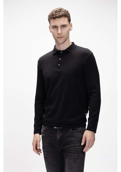 Kuger Siyah Polo Yaka Erkek Triko Kazak indirimleri