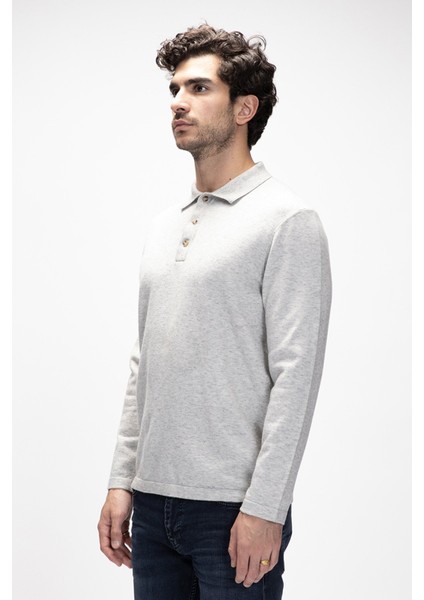Kuger Gri Melanj Polo Yaka Erkek Triko Kazak fiyatları