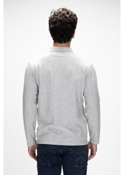 Kuger Gri Melanj Polo Yaka Erkek Triko Kazak modelleri