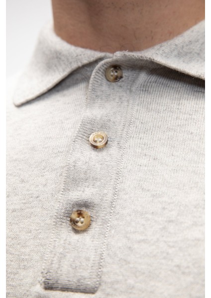 Kuger Gri Melanj Polo Yaka Erkek Triko Kazak indirimleri