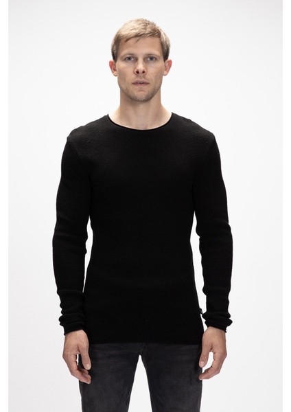 Tender Siyah Bisiklet Yaka Erkek Triko Kazak