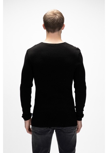 Tender Siyah Bisiklet Yaka Erkek Triko Kazak modelleri