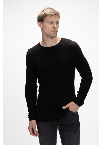 Tender Siyah Bisiklet Yaka Erkek Triko Kazak fırsatları