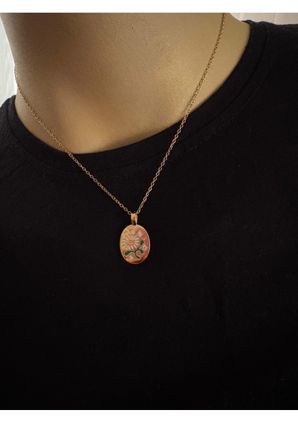 Çelik Papatya Desenli Kolye modelleri