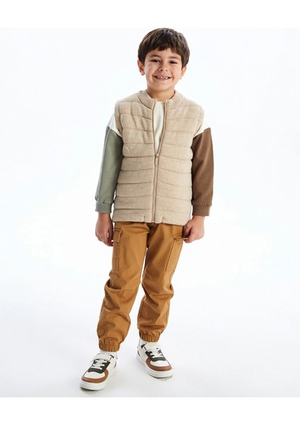 Lcw Kids Bej Bisiklet Yaka Erkek Çocuk Fermuarlı Yelek