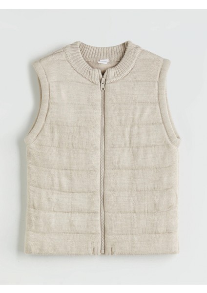 Lcw Kids Bej Bisiklet Yaka Erkek Çocuk Fermuarlı Yelek modelleri