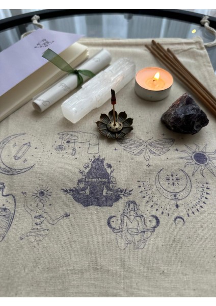 Karmik Temizlik Ritüel Seti | Selenit & Ametist Taşı, Paçuli Tütsü, Meditasyon Koleksiyon Çantası modelleri