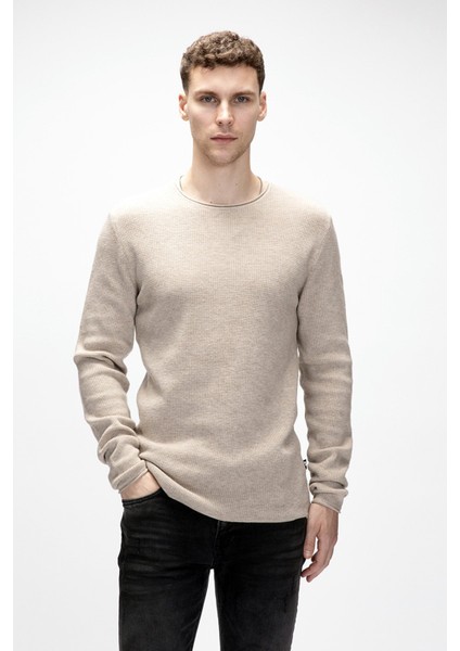 Tender Bej Bisiklet Yaka Erkek Triko Kazak fırsatları