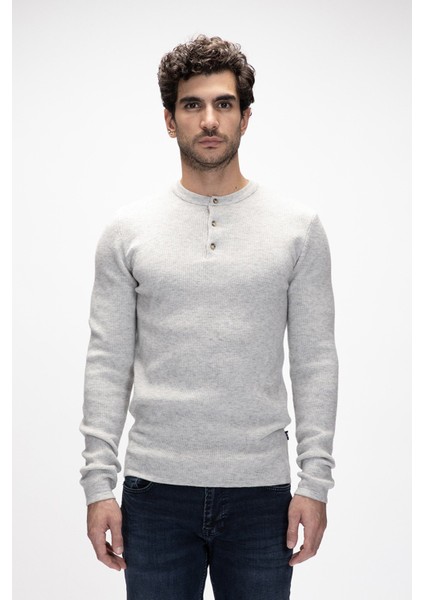 Moreno Gri Melanj Bisiklet Yaka Erkek Triko Kazak