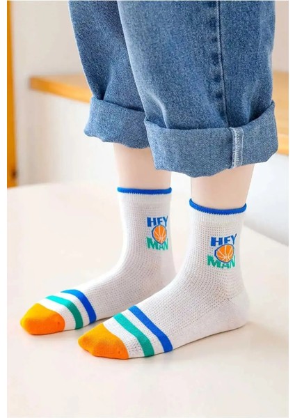 5 Çift Basketbol Desenli Okul & Gündelik Çocuk Soket Çorabı indirimleri