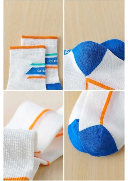 5 Çift Basketbol Desenli Okul & Gündelik Çocuk Soket Çorabı