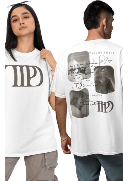 Unisex Taylor Swift Yeni Albüm Ttpd Fotograflı Sırt Baskılı T-Shirt, Taylor Swift Baskılı Tişört