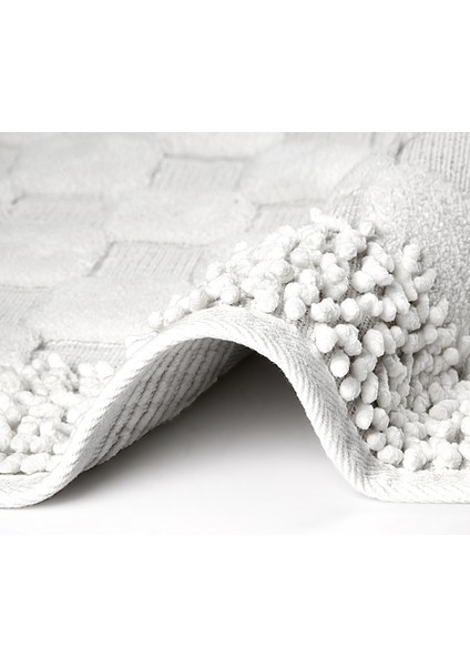 Bukle Puantiye Doğal Pamuklu 2'li Banyo Paspas Seti 60X100+50X60 cm - Ekru modelleri