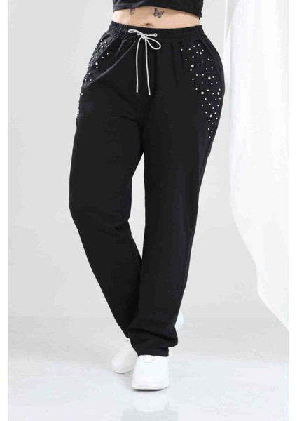 Yüksek Bel Taş Detaylı Eşofman modelleri