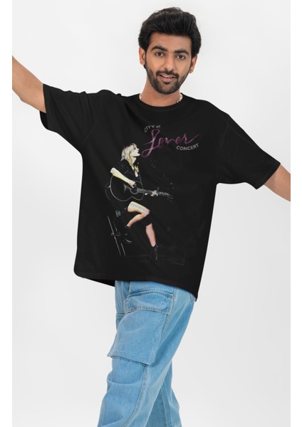 Taylor Swift Konser Baskılı T-Shirt Unisex Oversize City Of Lover Concert Yazılı Tshirt modelleri
