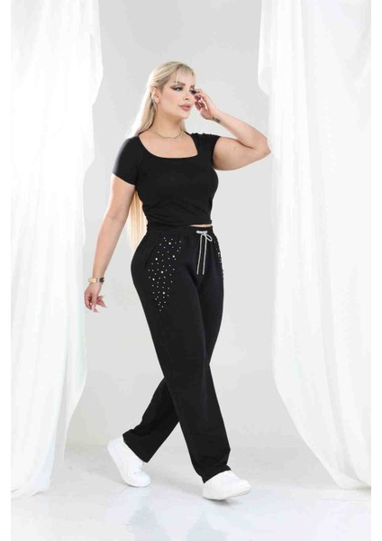 Yüksek Bel Taş Detaylı Eşofman fırsatları