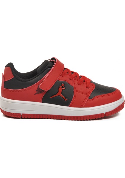 Kırmızı Siyah Cırtlı Erkek Çocuk Sneaker