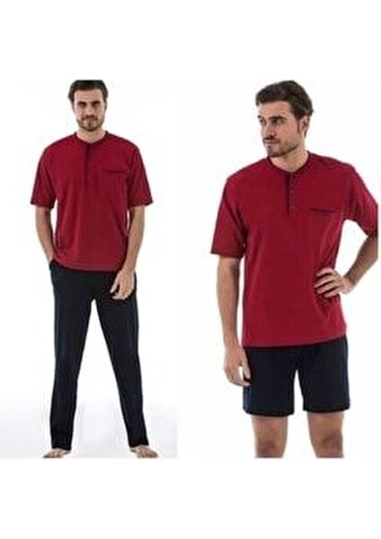 Erkek Bordo Penye Pijama Takımı 3'lü