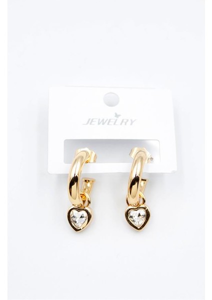 Kalp Halka Küpe - Beyaz