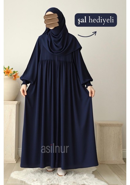 Nisa Ferace Şal Hediyeli Takım Lacivert