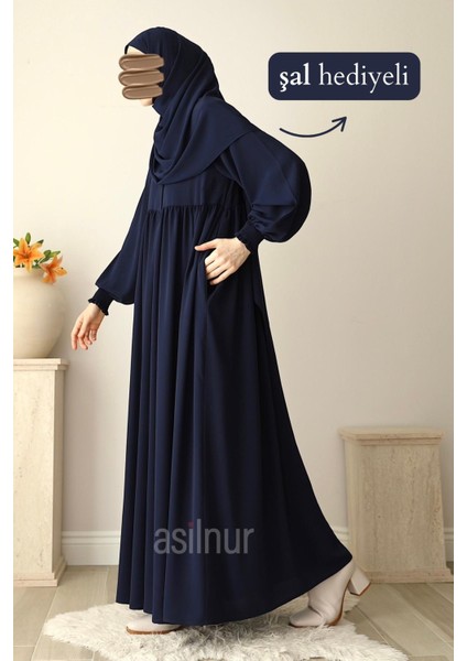 Nisa Ferace Şal Hediyeli Takım Lacivert modelleri