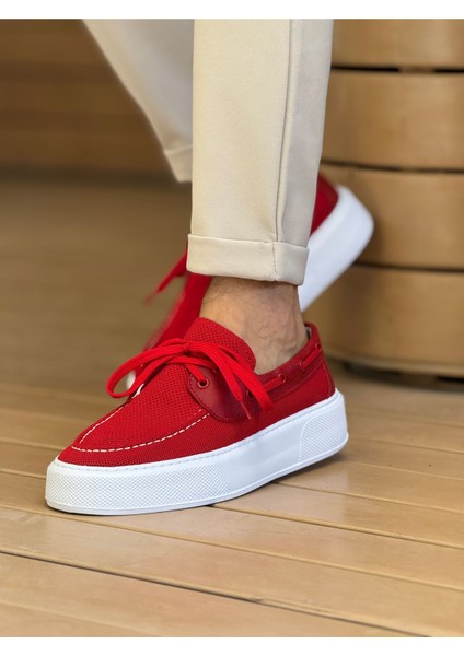 Bağcıklı Triko Erkek Casual Ayakkabı Kırmızı modelleri