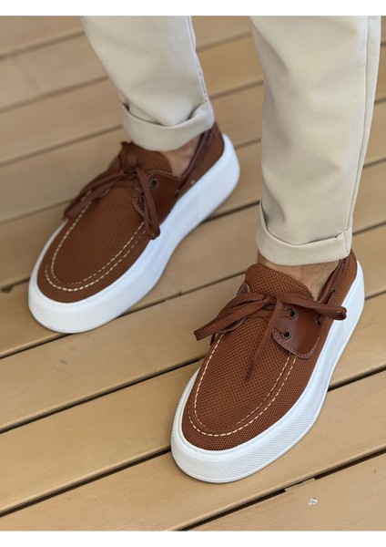 Bağcıklı Triko Erkek Casual Ayakkabı Kahve