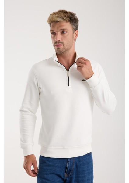 Yarım Fermuar Regular Fit Cepsiz Uzun Kol Beyaz fiyatları