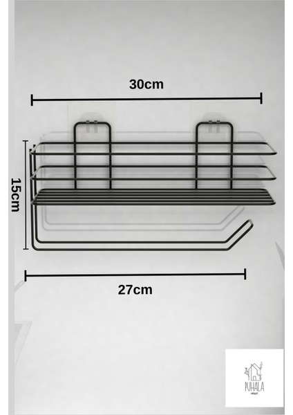 2 Katlı Yapışkanlı Baharat Rafı, Paslanmaz Metal Yapışkanlı Baharatlık