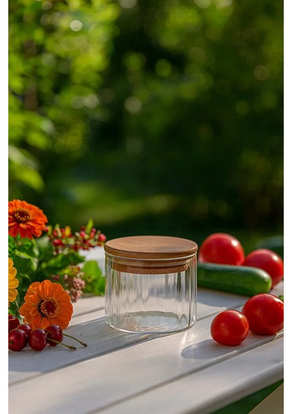 3’lü Çizgili Cam Baharatlık Seti – Hava Geçirmez Bambu Vakum Kapaklı Kavanoz Seti 365 ml indirimleri