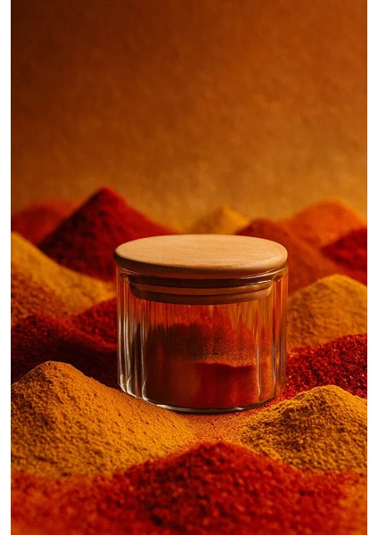 3’lü Çizgili Cam Baharatlık Seti – Hava Geçirmez Bambu Vakum Kapaklı Kavanoz Seti 365 ml