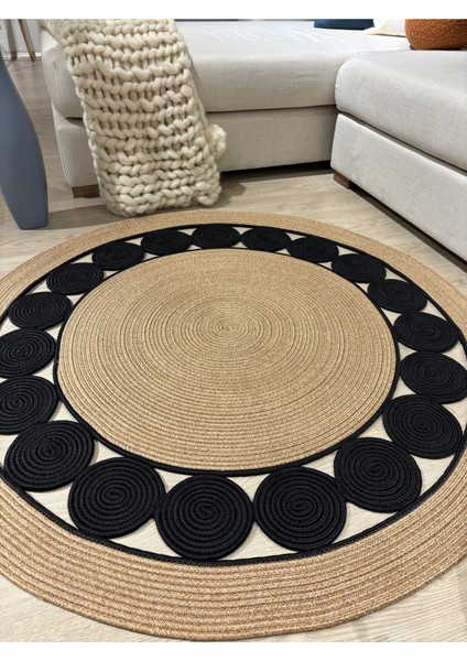Cookie Yuvarlak Jüt Hasırlı El Örgüsü Kilim Halı fiyatları