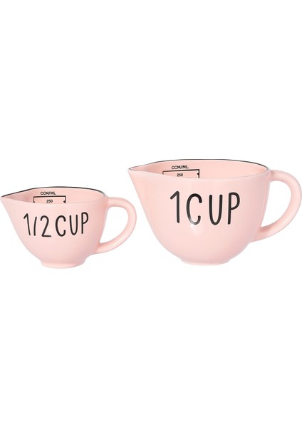 2'li Pembe Seramik Ölçü Bardağı Seti 250/500 ml fiyatları