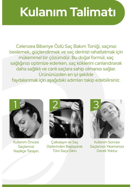 Biberiye Özlü Saç Bakım Toniği Saç Dökülme Karşıtı & Hızlı Saç Uzatma Etkili %100 Doğal Sprey 100ml indirimleri
