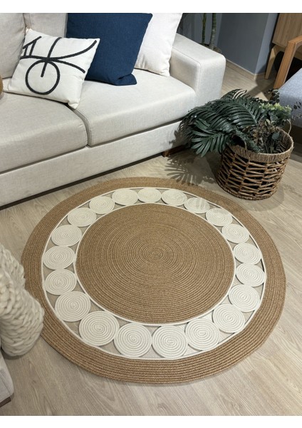 Cookie Yuvarlak Jüt Hasırlı El Örgüsü Kilim Halı fırsatları