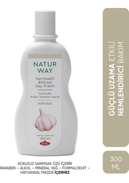 Natur Way Kokusuz Saç Kremi 300 ml – Sarımsak ve Bitki Özlü, Saç Onarıcı ve Güçlendirici, Günlük Kullanım İçin fiyatları
