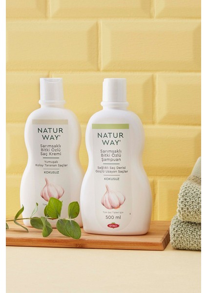 Natur Way Kokusuz Saç Kremi 300 ml – Sarımsak ve Bitki Özlü, Saç Onarıcı ve Güçlendirici, Günlük Kullanım İçin