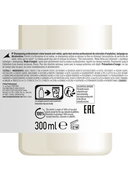 Serie Expert Metal Detox Arındırıcı Şampuan 300 ml – Glicoamine ve Ionene İçeren, İşlem Görmüş Saçlar İçin