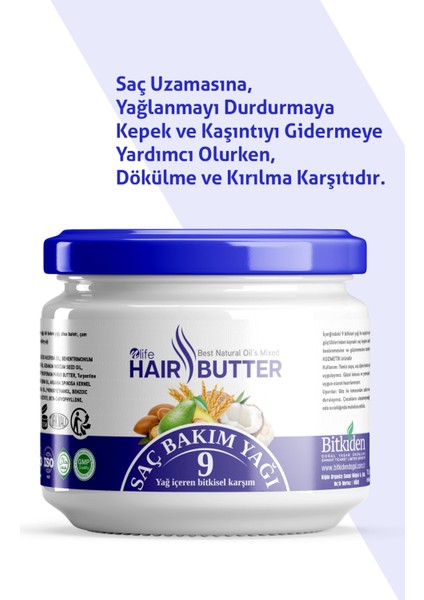 Hair Butter Saç Bakım Kremi – 9 Bitkisel Yağ, Hindistan Cevizi ve Argan Yağı ile Besleyici Formül, Tüm Saç Tipleri, 190 ml indirimleri