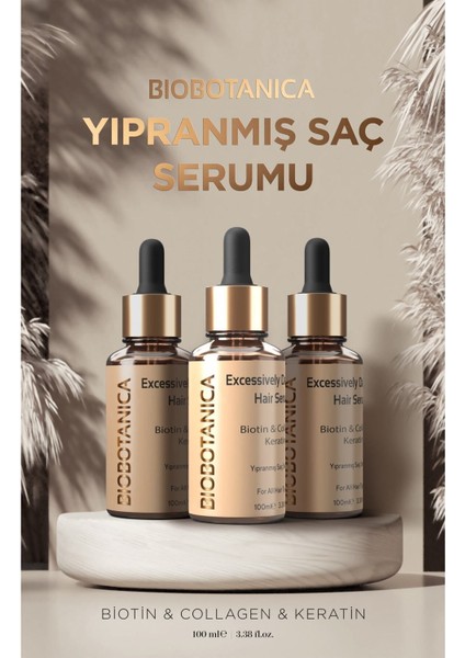 Canlandırıcı Saç Serumu – Biotin, Kolajen ve Keratin ile Yıpranmış Saç Onarımı, Günlük Kullanım, 100 ml modelleri
