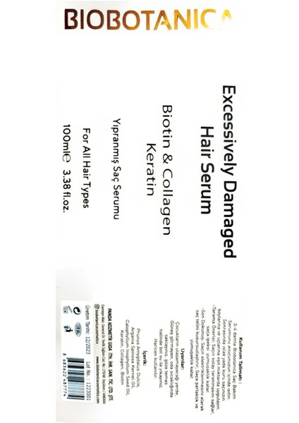 Canlandırıcı Saç Serumu – Biotin, Kolajen ve Keratin ile Yıpranmış Saç Onarımı, Günlük Kullanım, 100 ml fırsatları